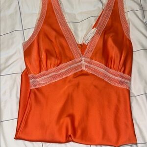 Elegant Orange Lace Trim Camisole